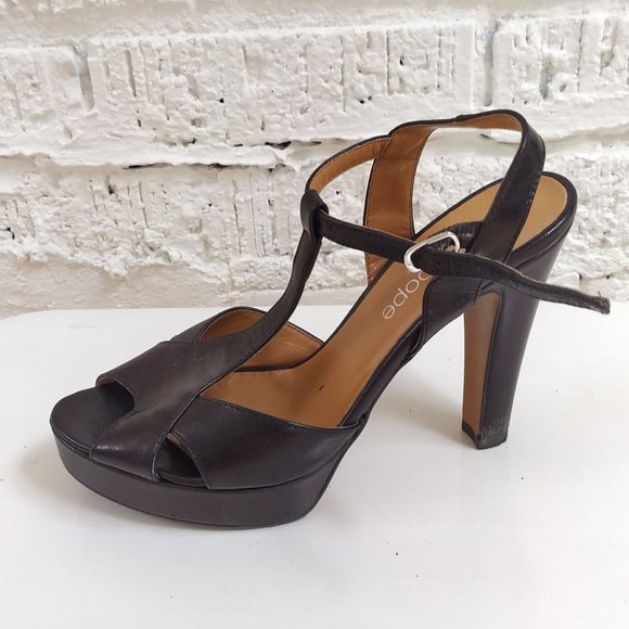 BLACK PLATFORM SANDAL HEELS - Picture 2 of 7